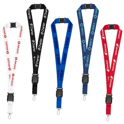 1" Eco Friendly rPET Lanyard w/Buckle and Safety Breakaway